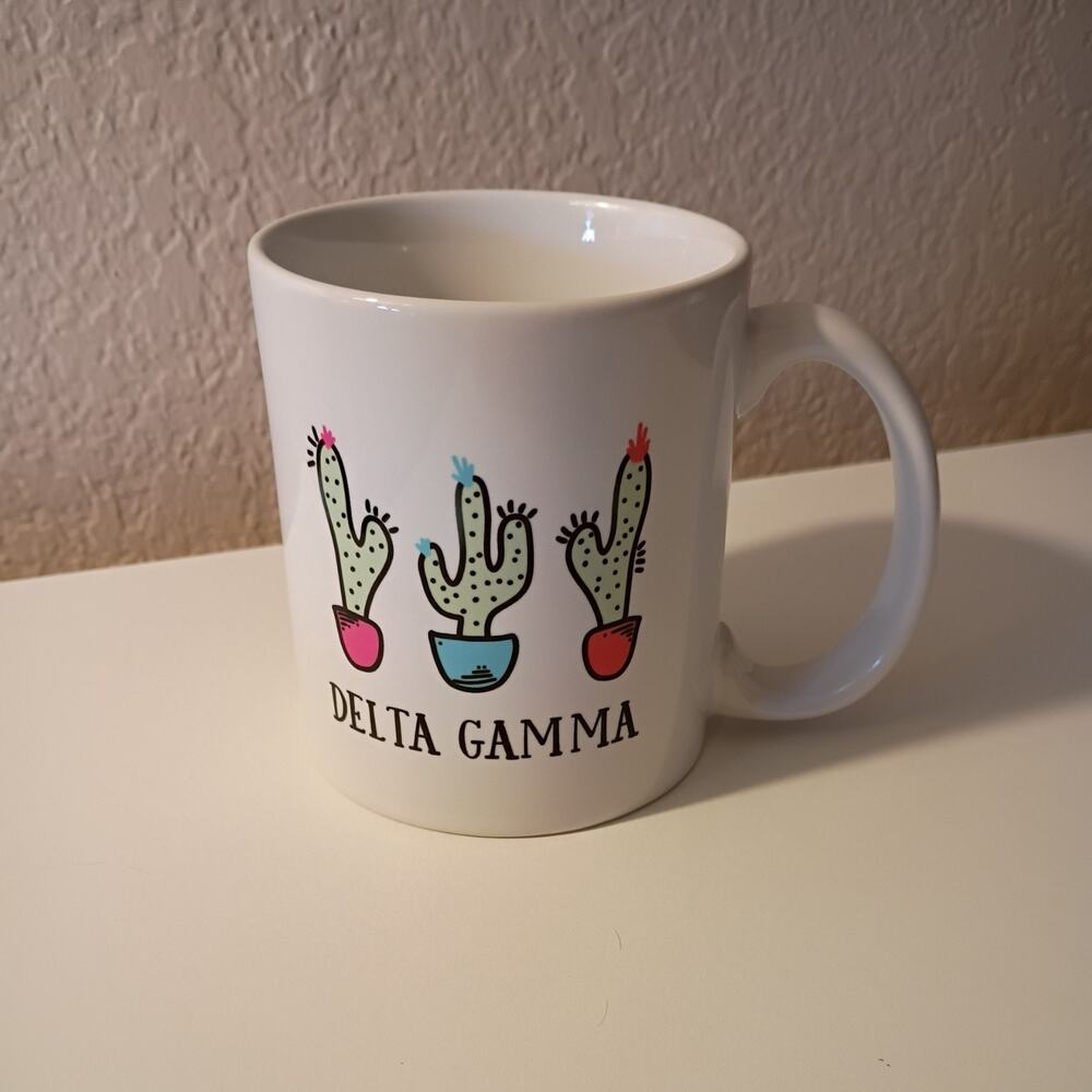 Sorority Coffee Mug Delta Gamma 12 oz Ceramic Cactus Fraternity Tea Cup